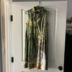 Akris Forest Print Sleeveless Midi Dress